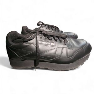 Reebok Classic Leather 116 Mens Core Black Leather Lifestyle Sneakers Shoes Sz 8